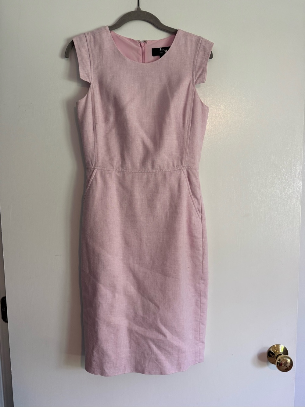 J. Crew Pink Cap-Sleeve Sheath Midi Dress
